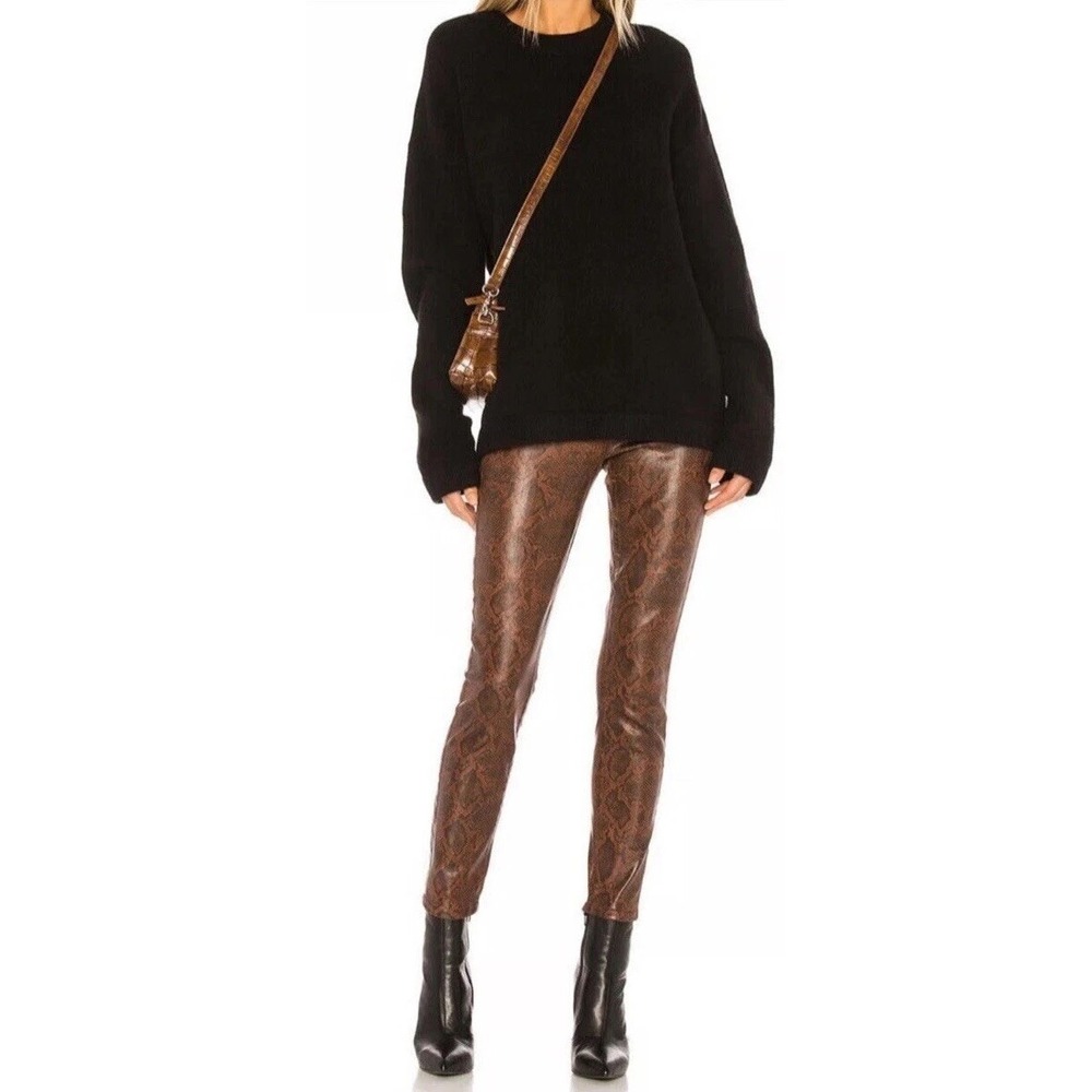 J Brand Alana High Rise Crop Skinny Dark Eclair Coated Boa Jeans Brown Sz 24 NWT